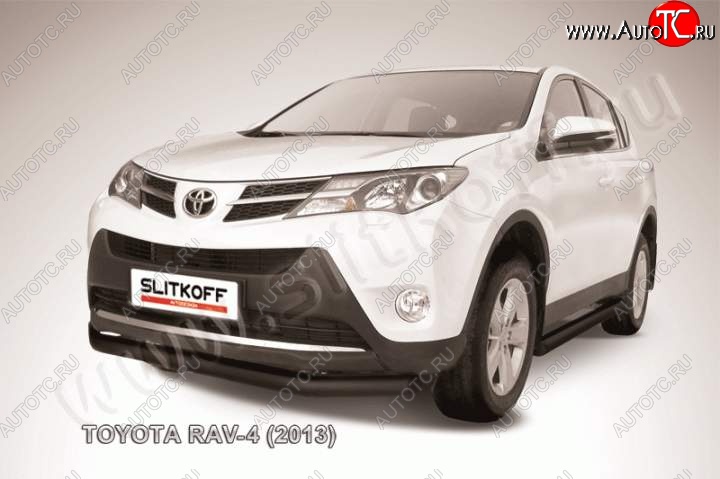 8 599 р. Защита переднего бампер Slitkoff Toyota RAV4 XA40 5 дв. дорестайлинг (2012-2015) (Цвет: серебристый)  с доставкой в г. Пермь