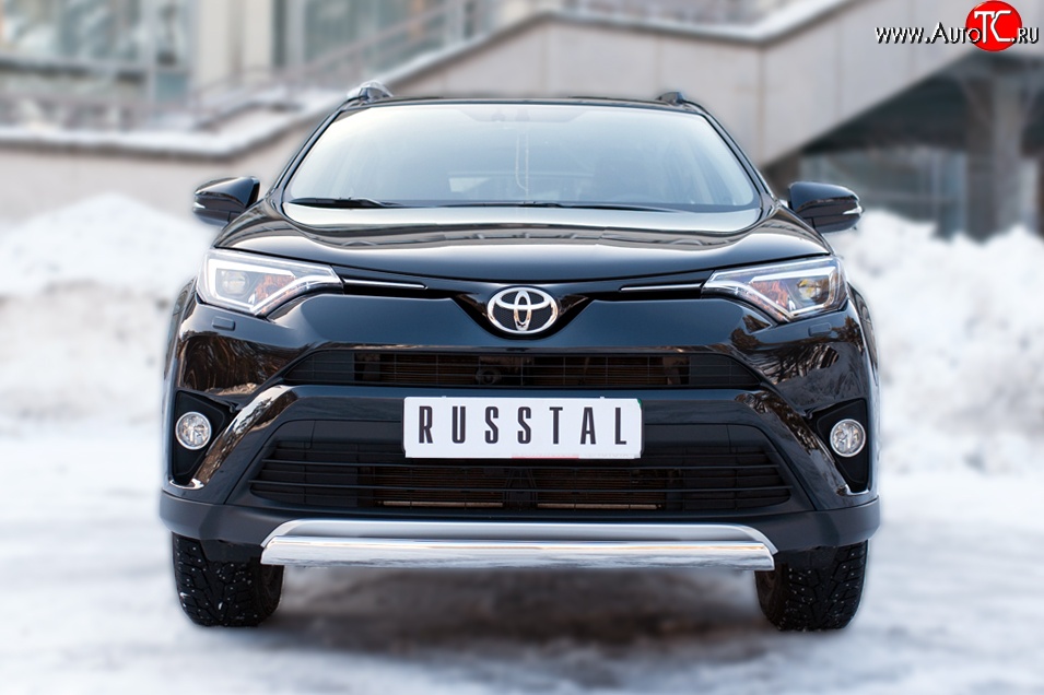 12 499 р. Защита переднего бампера (Ø75х42 мм, нержавейка) Russtal Toyota RAV4 XA40 5 дв. рестайлинг (2015-2019)  с доставкой в г. Пермь
