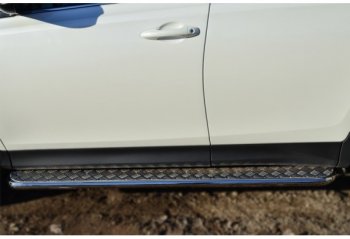 Широкая защита порогов с трубой диаметром 42 мм SLITKOFF v2 Toyota RAV4  XA40 (2012-2015) 5 дв. дорестайлинг