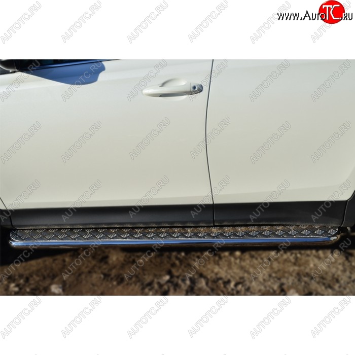 34 999 р. Широкая защита порогов с трубой диаметром 42 мм SLITKOFF v3  Toyota RAV4  XA40 (2012-2015) 5 дв. дорестайлинг  с доставкой в г. Пермь