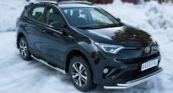 83 999 р. Защита порогов с пластиковыми вставками для ног из круглой трубы диаметром 76 мм (рестайлинг) Russtal Toyota RAV4 XA40 5 дв. дорестайлинг (2012-2015) (Защита порогов с со скосами на торцах (вариант 1))  с доставкой в г. Пермь. Увеличить фотографию 4