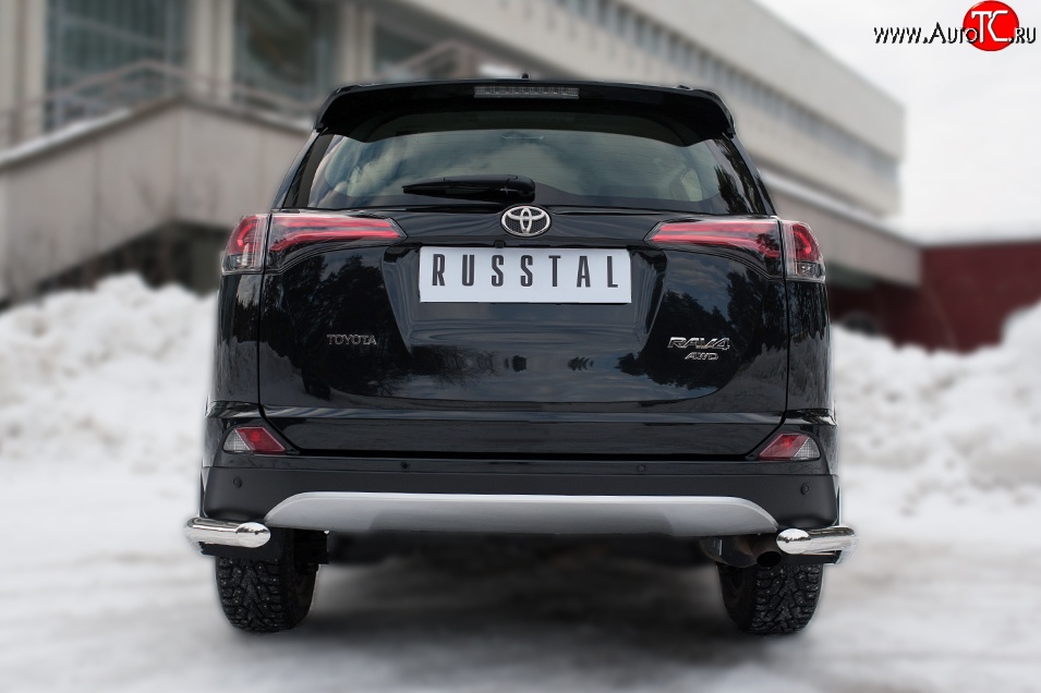 14 999 р. Защита заднего бампера (Ø63 мм уголки, нержавейка) SLITKOFF  Toyota RAV4  XA40 (2015-2019) 5 дв. рестайлинг  с доставкой в г. Пермь
