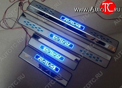 3 149 р. Накладки на порожки автомобиля с подсветкой CT v3 Toyota RAV4 XA40 5 дв. дорестайлинг (2012-2015)  с доставкой в г. Пермь
