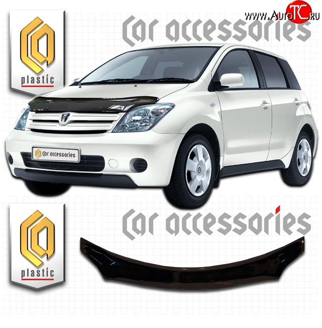 2 079 р. Дефлектор капота CA-Plastic  Toyota Scion xA (2002-2005)  дорестайлинг, хэтчбэк 5 дв. (Classic черный, Без надписи)  с доставкой в г. Пермь
