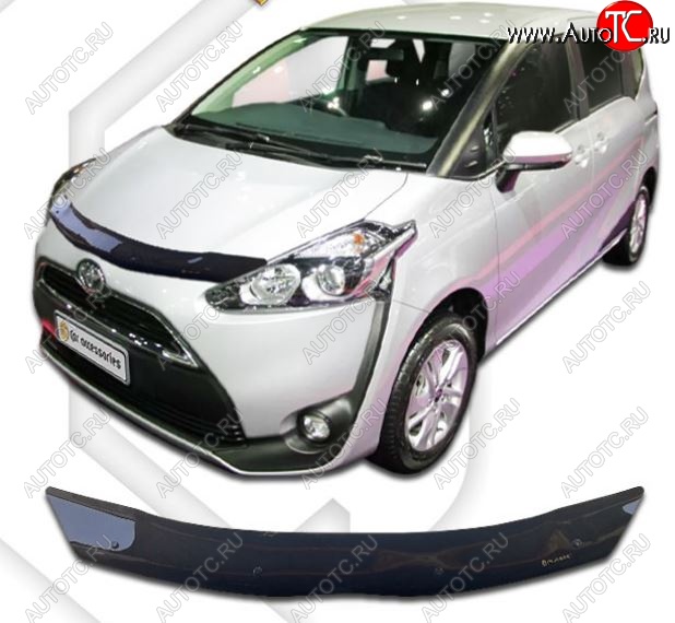 1 839 р. Дефлектор капота CA-Plastiс Toyota Sienta XP170 дорестайинг (2015-2019) (Classic черный, Без надписи)  с доставкой в г. Пермь