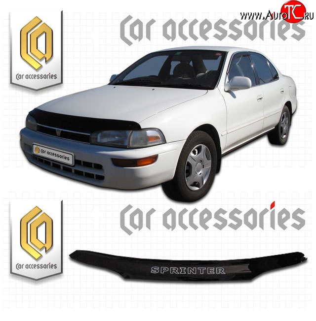1 899 р. Дефлектор капота CA-Plastic  Toyota Sprinter  E100 (1991-1995) дорестайлинг седан, рестайлинг седан (Classic черный, Без надписи)  с доставкой в г. Пермь