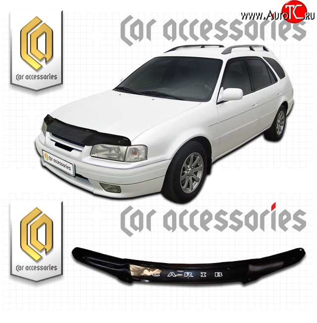 1 999 р. Дефлектор капота CA-Plastic  Toyota Sprinter Carib (1995-1997) (Classic черный, Без надписи)  с доставкой в г. Пермь