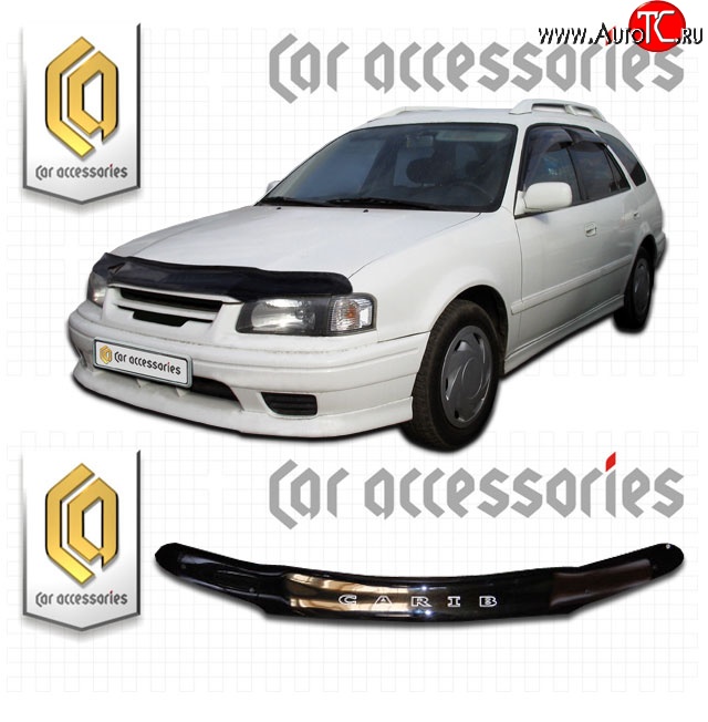 1 839 р. Дефлектор капота CA-Plastic  Toyota Sprinter Carib (1997-2001) (Classic черный, Без надписи)  с доставкой в г. Пермь