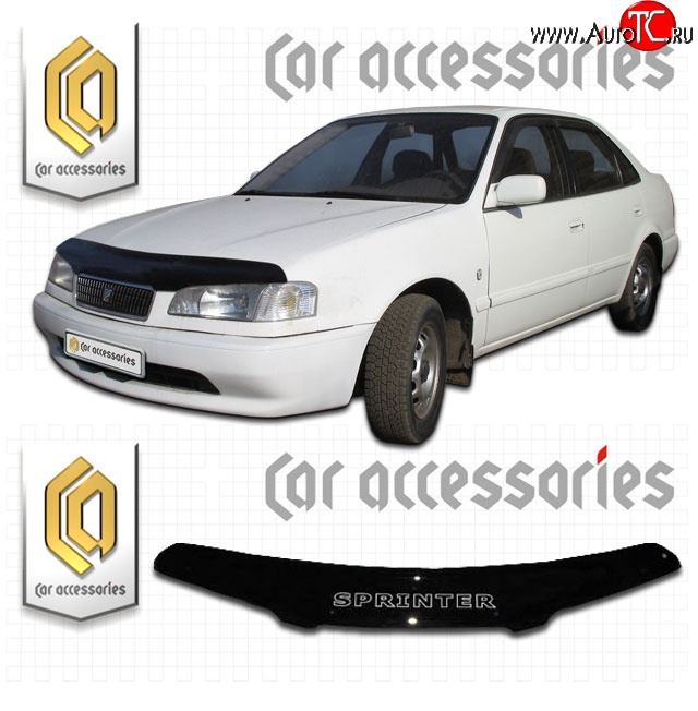 2 079 р. Дефлектор капота CA-Plastic  Toyota Sprinter  E110 (1995-2000) дорестайлинг седан, рестайлинг седан (Classic черный, Без надписи)  с доставкой в г. Пермь