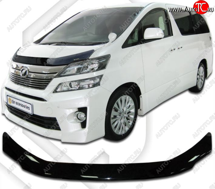 2 159 р. Дефлектор капота CA-Plastiс  Toyota Vellfire (2008-2015) (Classic черный, Без надписи)  с доставкой в г. Пермь