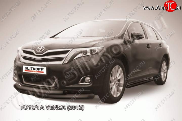12 399 р. Защита переднего бампера d76+d57 Slitkoff Toyota Venza GV10 рестайлинг (2012-2016) (Цвет: серебристый)  с доставкой в г. Пермь