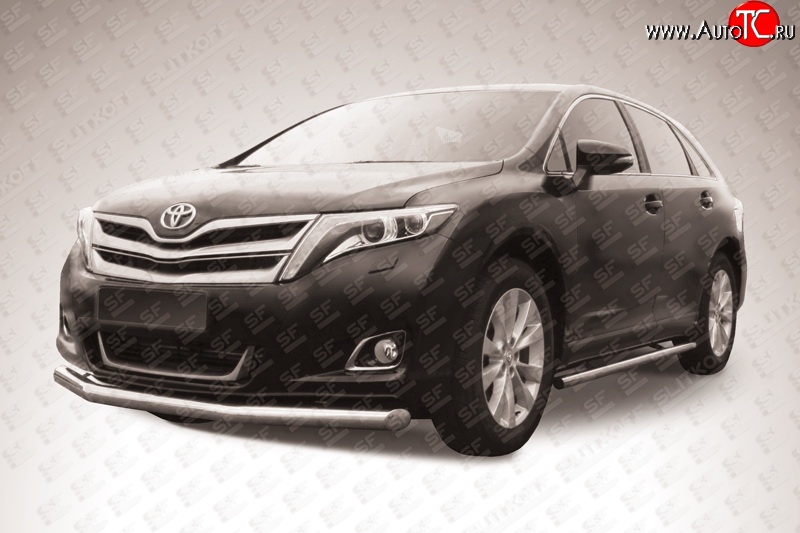 14 699 р. Одинарная защита переднего бампера диаметром 76 мм Slitkoff Toyota Venza GV10 рестайлинг (2012-2016) (Цвет: нержавеющая полированная сталь)  с доставкой в г. Пермь