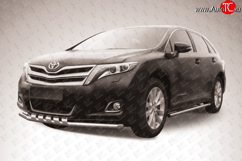 20 999 р. Одинарная защита переднего бампера d57 мм с зубьями Slitkoff Toyota Venza GV10 рестайлинг (2012-2016) (нержавейка полированная)  с доставкой в г. Пермь