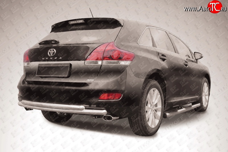 12 999 р. Двойная защита заднего бампера d57+d57 мм Slitkoff  Toyota Venza  GV10 (2012-2016) рестайлинг (Цвет: нержавеющая полированная сталь)  с доставкой в г. Пермь