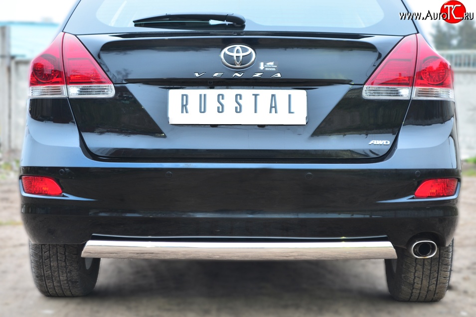 11 599 р. Защита заднего бампера (Ø75x42 мм, нержавейка) Russtal Toyota Venza GV10 рестайлинг (2012-2016)  с доставкой в г. Пермь