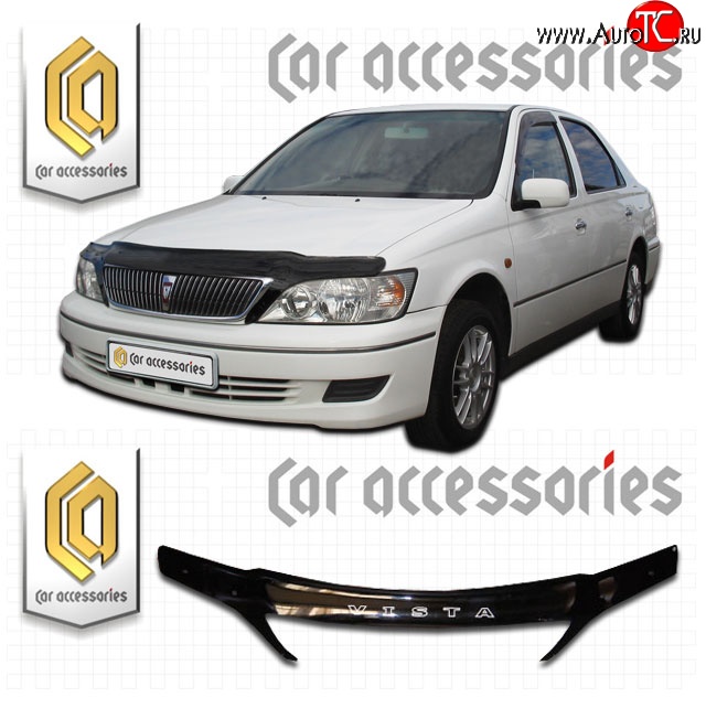 2 399 р. Дефлектор капота CA Plastic exclusive  Toyota Vista  V50 (1998-2000) дорестайлинг седан (Classic черный, Без надписи)  с доставкой в г. Пермь