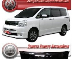 2 079 р. Дефлектор капота CA-Plastic (черный) Toyota Voxy минивэн R70 дорестайлинг (2007-2010) (серия Classic черный, Без надписи)  с доставкой в г. Пермь. Увеличить фотографию 2