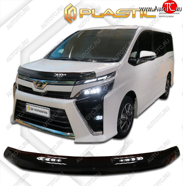 2 079 р. Дефлектор капота CA-Plastic  Toyota Voxy  минивэн (2014-2017) R80 дорестайлинг (черный, без надписи)  с доставкой в г. Пермь