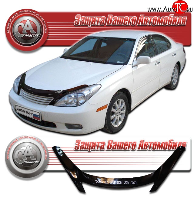 2 199 р. Дефлектор капота CA Plastic exclusive  Toyota Windom (2001-2006) (Classic черный, Без надписи)  с доставкой в г. Пермь