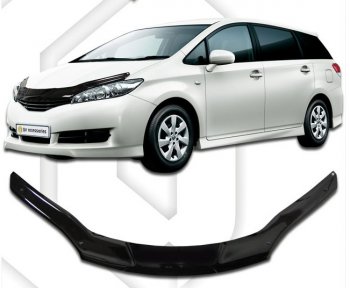 2 159 р. Дефлектор капота CA-Plastic  Toyota Wish  XE20 (2009-2017) дорестайлинг, рестайлинг (серия Classic черный, Без надписи)  с доставкой в г. Пермь. Увеличить фотографию 2