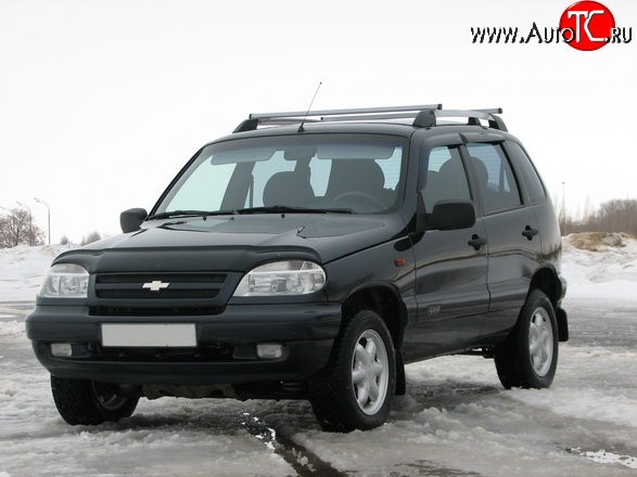 5 299 р. Рейлинги АПС L  Chevrolet Niva  2123 (2002-2008), Лада 2123 (Нива Шевроле) (2002-2008) (Башмак черный, рейлинг серый)  с доставкой в г. Пермь
