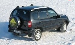 5 299 р. Рейлинги АПС L  Chevrolet Niva  2123 (2002-2008), Лада 2123 (Нива Шевроле) (2002-2008) (Башмак черный, рейлинг серый)  с доставкой в г. Пермь. Увеличить фотографию 3