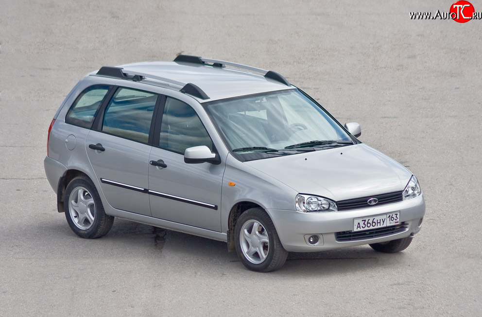 5 319 р. Рейлинги Petroil Tuning Усиленные  Лада Калина  1117 (2004-2013) универсал (Серебристый муар, крыша с ребром жесткости)  с доставкой в г. Пермь