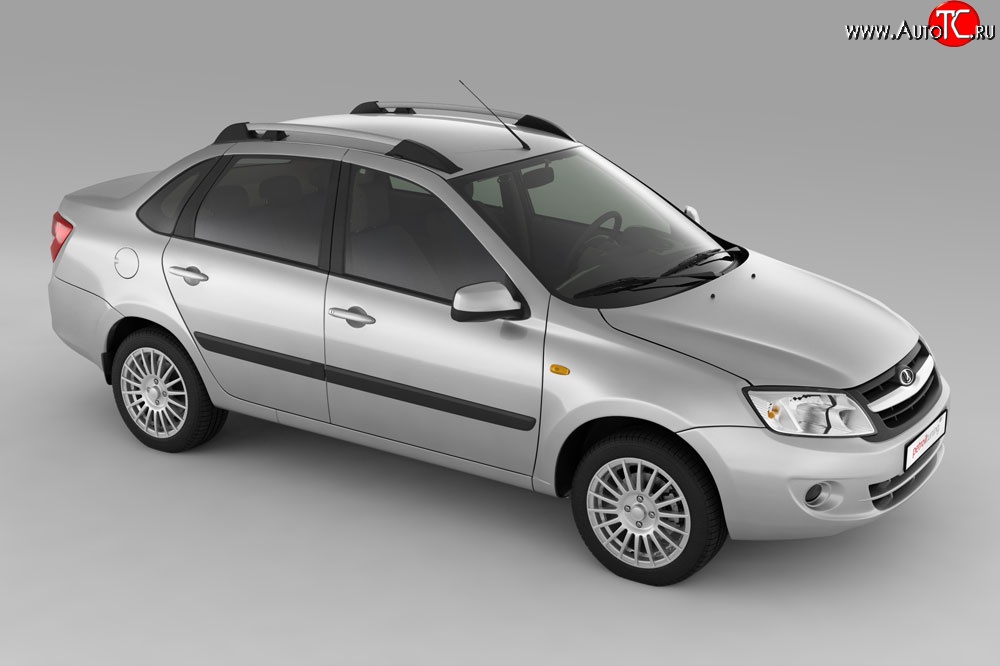 3 059 р. Рейлинги Petroil Tuning на автомобиль  Datsun on-DO (2014-2021), Лада Гранта  2190 (2011-2017), Лада Гранта Спорт ( 2191,  2190) (2023-2025) (Серебристые)  с доставкой в г. Пермь