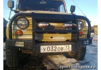 32 399 р. Бампер передний Корсар Уаз 315195 Хантер (2003-2025) (С площадкой под лебедку и защитой фар)  с доставкой в г. Пермь. Увеличить фотографию 2