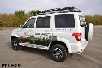 20 699 р. Порожки для ног из трубы Ø51 с алюминиевой площадкой Petroil Tuning  Уаз Патриот  3163 5-дв. (2014-2016) 1-ый рестайлинг (Нержавеющая полированная сталь)  с доставкой в г. Пермь. Увеличить фотографию 4