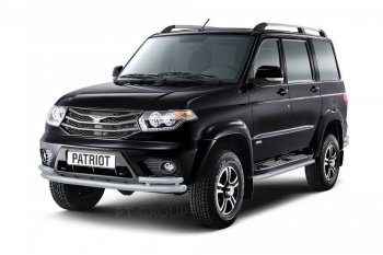 Защита порогов из трубы Ø51 Petroil Tuning Уаз Патриот  3163 5-дв. (2014-2016) 1-ый рестайлинг (Черный (Шагрень))