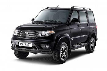 6 759 р. Защита порогов из трубы Ø51 Petroil Tuning  Уаз Патриот  3163 5-дв. (2014-2016) 1-ый рестайлинг (Черный (Шагрень))  с доставкой в г. Пермь. Увеличить фотографию 3