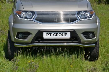 17 889 р. Защита переднего бампера Petroil Tuning (d63, волна)  Уаз Патриот ( 23632,  3163 5-дв.) (2014-2016) 1 рестайлинг пикап, 1-ый рестайлинг (Нержавеющая полированная сталь)  с доставкой в г. Пермь. Увеличить фотографию 4