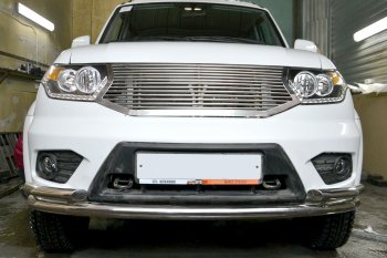 21 059 р. Защита переднего бампера двойная с углами из труб d63/51 мм Petroil Tuning  Уаз Патриот ( 23632,  3163 5-дв.) (2014-2016) 1 рестайлинг пикап, 1-ый рестайлинг (Нержавеющая полированная сталь)  с доставкой в г. Пермь. Увеличить фотографию 4