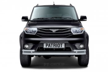 6 999 р. Защита переднего бампера (двойная с углами Ø63 и 51 мм) Petroil Tuning  Уаз Патриот ( 23632,  3163 5-дв.,  3163 5 дв.) (2014-2025) 1 рестайлинг пикап, 1-ый рестайлинг, 2-ой рестайлинг пикап, 2-ой рестайлинг (Черный (Шагрень))  с доставкой в г. Пермь. Увеличить фотографию 4