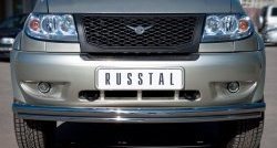 Двойная защита переднего бампера из труб диаметром 63 и 42 мм SLITKOFF Уаз Патриот  3163 5 дв. (2005-2013) дорестайлинг