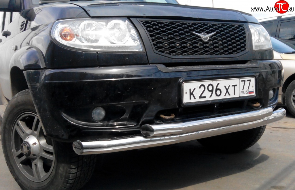10 499 р. Двойная защита переднего бампера из труб диаметром 76 и 63.5 мм Ralex Tuning Уаз Патриот 3163 5 дв. дорестайлинг (2005-2013)  с доставкой в г. Пермь