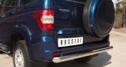 13 249 р. Одинарная защита заднего бампера из трубы диаметром 76 мм SLITKOFF  Уаз Патриот ( 3163 5-дв.,  3163 5 дв.) (2014-2025) 1-ый рестайлинг, 2-ой рестайлинг  с доставкой в г. Пермь. Увеличить фотографию 2