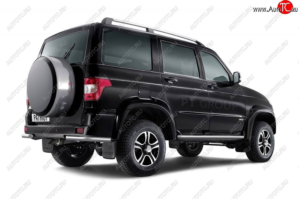 13 699 р. Защита заднего бампера Petroil Tuning (уголки, d63)  Уаз Патриот  23632 (2014-2016) 1 рестайлинг пикап (Нержавеющая полированная сталь)  с доставкой в г. Пермь