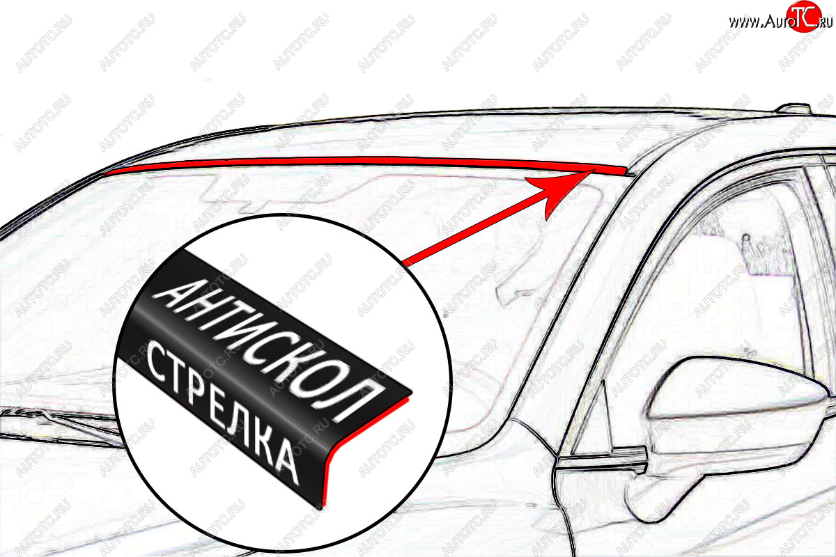 969 р. Универсальный антискол лобового стекла Стрелка11 Honda Fit 4 GR дорестайлинг (2019-2022) (1 штука)  с доставкой в г. Пермь