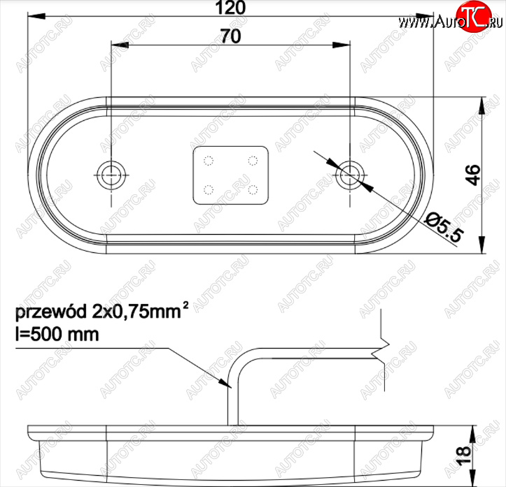 599 р. Фонарь габаритный (с проводом, 120x70x46) FRISTOM ГАЗ ГАЗель Next A62,А65 автобус (2016-2025) (жёлтый)  с доставкой в г. Пермь