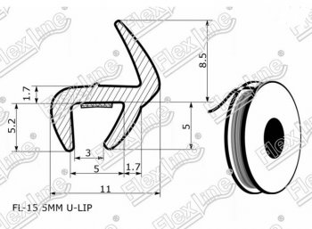 197 р. Универсальный уплотнитель FlexLine (15.5 mm U-LIP, клеевая основа) Лада 2108 (1984-2003)  с доставкой в г. Пермь. Увеличить фотографию 3