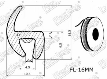 197 р. Универсальный уплотнитель FlexLine (16 mm, 1 погонный метр) Лада 2101 (1970-1988)  с доставкой в г. Пермь. Увеличить фотографию 2