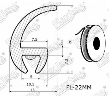 197 р. Универсальный уплотнитель FlexLine (22 mm, 1 погонный метр) Лада 2108 (1984-2003)  с доставкой в г. Пермь. Увеличить фотографию 2