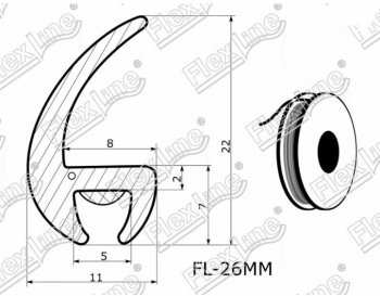 239 р. Универсальный уплотнитель FlexLine (26 mm, 1 погонный метр) Лада 2101 (1970-1988)  с доставкой в г. Пермь. Увеличить фотографию 2