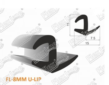 197 р. Универсальный уплотнитель FlexLine (8 mm U-LIP, 1 погонный метр) Jaguar E-Pace дорестайлинг (2017-2021)  с доставкой в г. Пермь. Увеличить фотографию 2