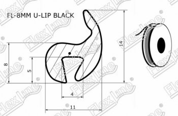 197 р. Универсальный уплотнитель FlexLine (жесткий профиль 8 mm U-LIP, 1 погонный метр) Лада 2108 (1984-2003)  с доставкой в г. Пермь. Увеличить фотографию 2