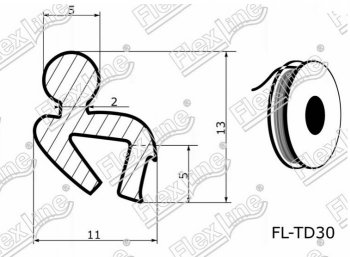 197 р. Универсальный уплотнитель (подложка) FlexLine (13 mm, 1 погонный метр) Honda FR-V (2004-2010)  с доставкой в г. Пермь. Увеличить фотографию 2