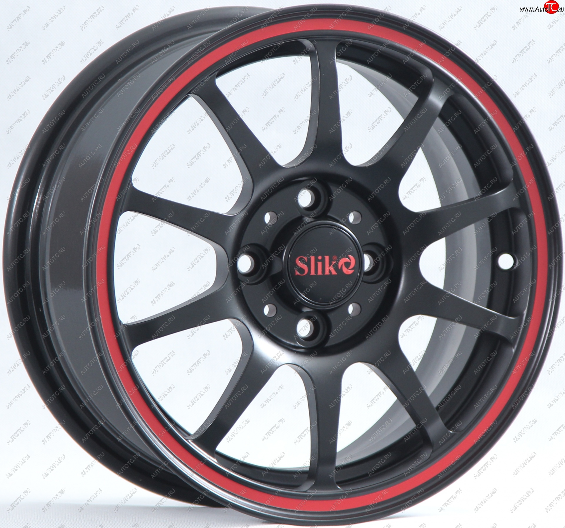 12 799 р. Кованый диск Slik Classik 6x14 (Черный глянцевый с красным ободом)   (Цвет: Черный глянцевый с красным ободом)  с доставкой в г. Пермь