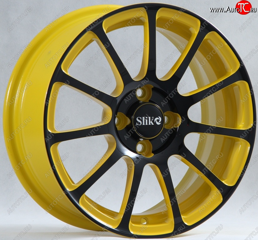 15 599 р. Кованый диск Slik Classik 6.5x15 (Желтый глянец с черной лицевой поверхностью)   (Цвет: Желтый глянец с черной лицевой поверхностью)  с доставкой в г. Пермь